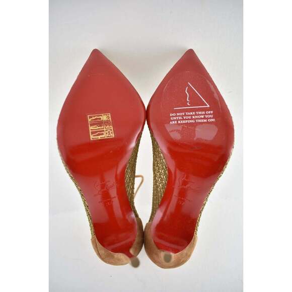 Christian Louboutin Peropik 100 Biscotto Brown Suede Lace Up Tie Heel Pump 37 - Picture 12 of 12